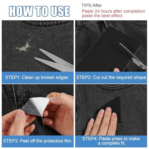 6 PCS Tent Repair Patch Couch Repair Patch Self-Adhesive Waterproof Canvas Patches Kit Tent Strong Sticky Boat Cover Kit Fabric Patches Self Adhesive for Sofas Furniture Tote Bags Car Seats (Black) — view 6