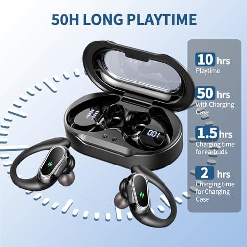 Wireless Earbuds, 50H Ear Buds Bluetooth 5.4 Earphones Sport HiFi Stereo — view 5