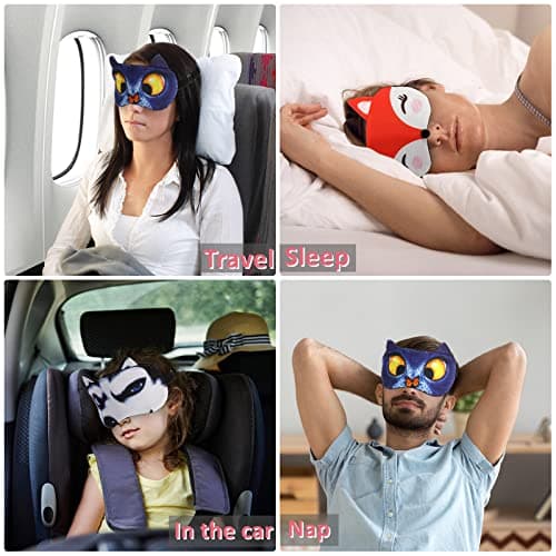 ZOOFOX 16-Pack Cute Animal Eye Mask, Soft Blackout Blindfold for Sleep, Adjustable Strap, 3D Funny Cover for Women, Men, Kids, Travel, Yoga, Office, and Night — view 4