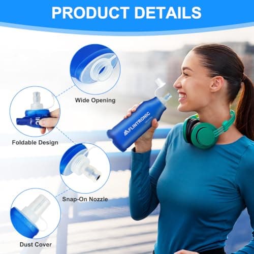 flintronic TPU Soft Flask, 500ML Collapsible Water Bottle, Lightweight Soft Water Bottle for Unisex Hydration, BPA-Free, Leakproof Foldable Water Bottle for Running, Cycling, Climbing — view 3