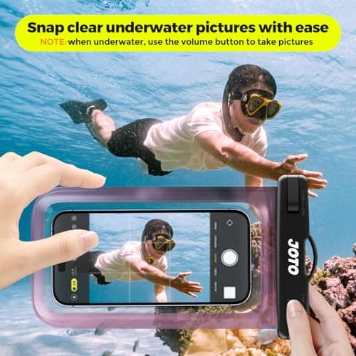 JOTO Waterproof Phone Pouch Cellphone Dry Bag Case for iPhone 17 Air 16 15 14 13 12 Pro Plus Max XR X 8 7 6S SE, Galaxy S23 S22 S22+ S21 up to 7" -Clearpurple — view 3