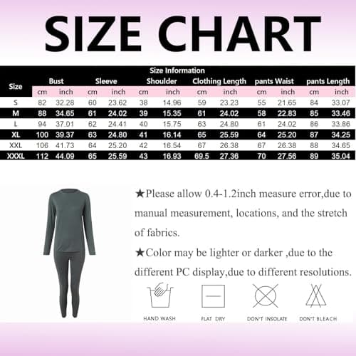 Snakell Thermal Underwear Set for Women UK Soft Crew Neck Long Sleeve Base Layer Top & Leggings Cold Weather Sets Ladies Thermal Underlayer Tops & Bottoms Multifunctional Home for Winter (S) Hot Pink — view 6