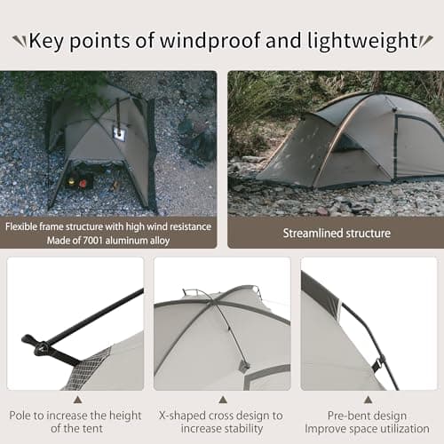 Naturehike Massif 2-4 People Tunnel Waterproof Tent PU3000mm UPF50+ with Awning Family Camping Tent for Bedroom and Living Room for Camping, Garden, Driving and Outdoors — view 6