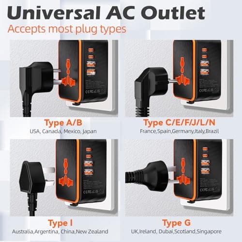 Universal Travel Adapter, All In One Travel Plug Adapter Worldwide Multi Plug with UK EU AU US Plugs & 1 Universal AC Outlet & 4 USB Ports for Laptops Tablets Phones — view 4