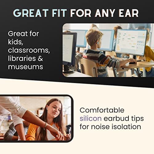 JustJamz Bulk Earbuds Bubbles 10 Pack of Colorful in-Ear Earbuds Mixed Colors Pack of Wired in-Ear Earphones Compatible with Smartphones for Schools, Kids, Classrooms & Libraries — view 3