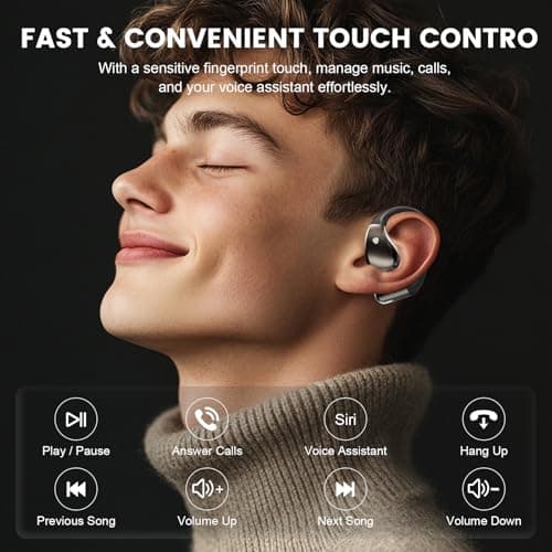Bluetooth 6.0 Open Ear Wireless Earbuds, IPX7 Waterproof Sport Headphones — view 6