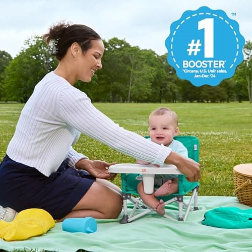 Bright Starts Pop 'N Sit Portable Booster, Indoor/Outdoor Use, Floor Seat with Feeding Tray, Teal, 6 Mos - 3 Yrs — view 2