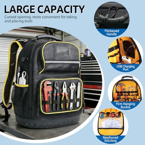 Electricians Tool Bag for Men,Heavy-Duty Tool Bag Backpack,Electrician Bag — view 3