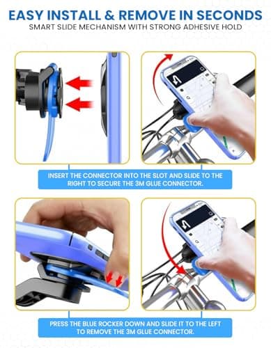 Laven & Ivory Bike Phone Holder for Smartphones (4.7"-7.4") | 360° Rotating Motorcycle Phone Holder | Secure Handlebar Phone Holder for iPhone, Samsung, Cycling, Motorbikes & Scooters (Blue) — view 3