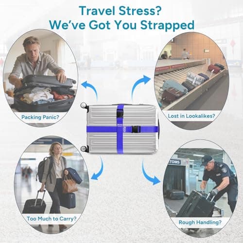 travel inspira Luggage Strap 2 Packs, Travel Suitcase Straps (Blue) — view 5