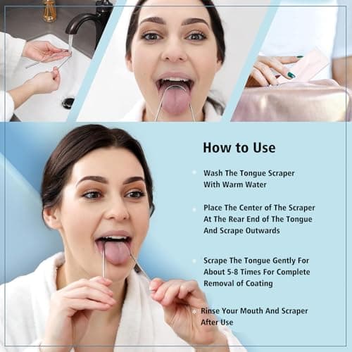 Tongue Scraper 3-Piece Set for Adults with Case, Stainless Steel Tongue Cleaner & Scraper - Metal Tongue Scraper with UV Sterilisation for Fresh Breath, Plaque Removal & Oral Hygiene Kit — view 5