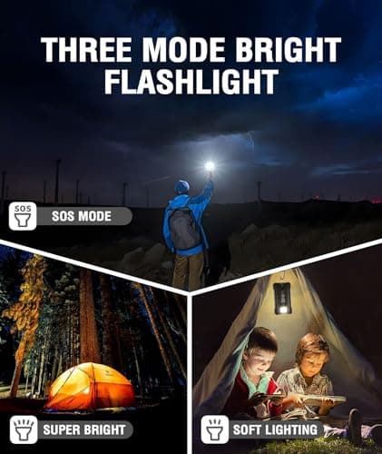 Solar Power Bank 26800 mAh with Suction Cup Mount, Power Bank External Batteries 3 USB Ports with Torch Continuous Light/SOS/Strobe Waterproof Outdoor Solar Charger for Phones — view 5