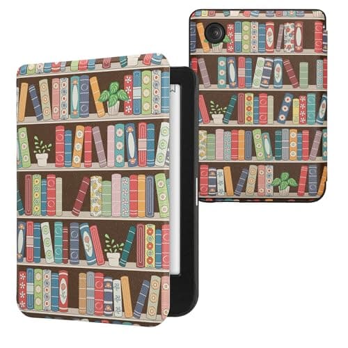 kwmobile Cover for Kobo Clara BW/Colour Case - eReader Cover with auto sleep funktion - Summer Library with Blue/Green/Dark Pink