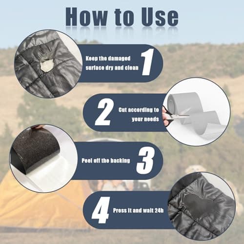 Nylon Repair Patches 20x10 cm 12 pcs Nylon Repair Tape Nylon Fabric Patch Self Adhesive Outdoor Camping Gear Nylon Repair Kit for Tent, Umbrella, Down Jackets, Sleeping Bag, Knapsack （Dark Gray） — view 5