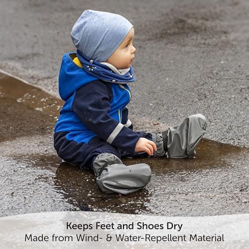 Zamboo Baby Rain Booties - Waterproof Shoe Covers – Non-Slip Outdoor Overshoes with Elastic Band & Ankle Cuff for Babies and Toddlers - Grey — view 2