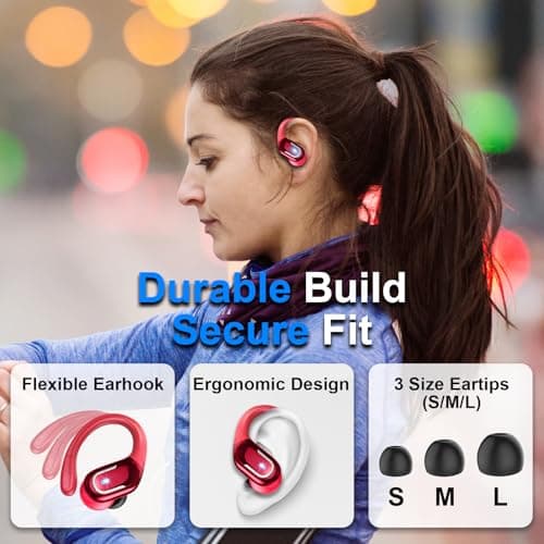 Ltinist Wireless Earbuds Sport, Bluetooth 5.3 Headphones, Wireless Earphones 60H Playtime and HiFi Stereo Sound with Mic, IP7, Dual LED Display in Ear EarHooks, USB-C, Headsets for Sport, Running — view 4