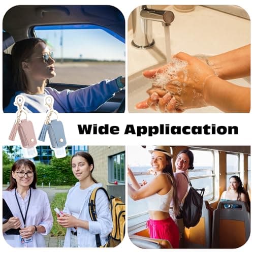 Classicseali 2PCS Hand Sanitiser with Clip,Portable Leather Hand Sanitizer with Clip, Refilled Empty Hands Sanitizers Bottles, with Keychain, for Bathroom Liquid Soap Shampoo, Pink, Blue — view 5