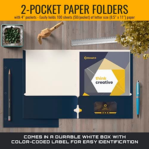 Better Office Products Two Pocket Portfolio Folders, 50-Pack, Navy Blue, Letter Size Paper Folders, by , 50 Pieces, Dark Blue — view 2