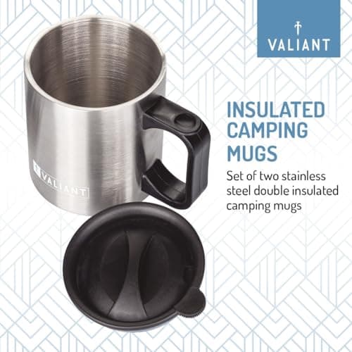 Valiant Insulated Camping Mug Twin Pack, Silver — view 2