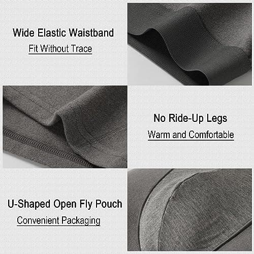 Nuofengkudu Mens Thermal Seamless Boxer Briefs Long Leg Warm Underwear 3D Pouch Bulge Support Stretch Waistband Comfy Trunks Winter Male Classic Anti-Chafing Underpants B 4 Pack Drak Grey XL — view 4