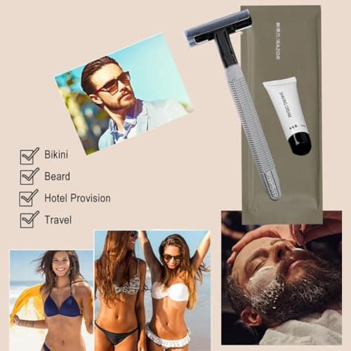 10Pack Luxury Individually Wrapped Travel Hotel Disposable Razors Set With Shave Cream; Sensitive Skin Private Body Razor; Portable Manual Shaving Razor Kit for Bathing Hotel Travel, Daily Use — view 6