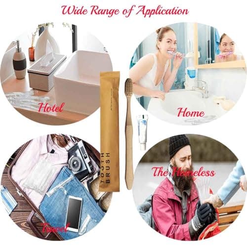 Generic 20Pcs Individually Wrapped Disposable Guest Toothbrushes with Toothpaste, Soft Bristles Travel Toothbrush Kit, Yellow — view 4