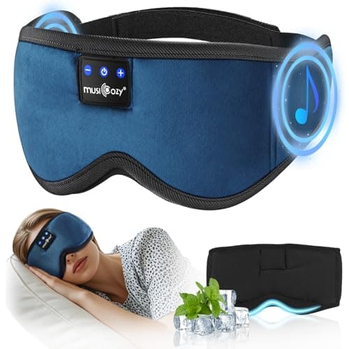 MUSICOZY Bluetooth Sleep Mask Headphones 100% Blockout Sleep Headphones