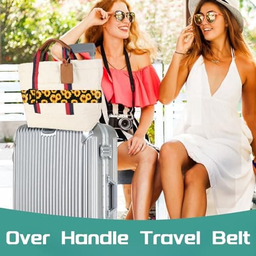 Slohif Luggage Straps for Suitcases Travel Belt Accessories Luggage Connector Identifiers 2 Pack Over Handle with Buckle Unique Nylon Adjustable Strap for Sleeping Bag Car Seat Sunflower — view 6