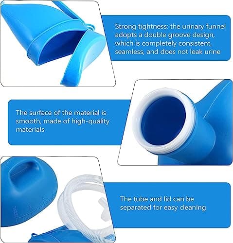 BAZAC Portable Toilet 1pc Camping Blue Firm Large Potty and Spill Tube Emergency Urine Practical Unisex Pot Urinal Portable Thick Travel Wheelchair Lid Pee Proof Car Women with Travel Container — view 4