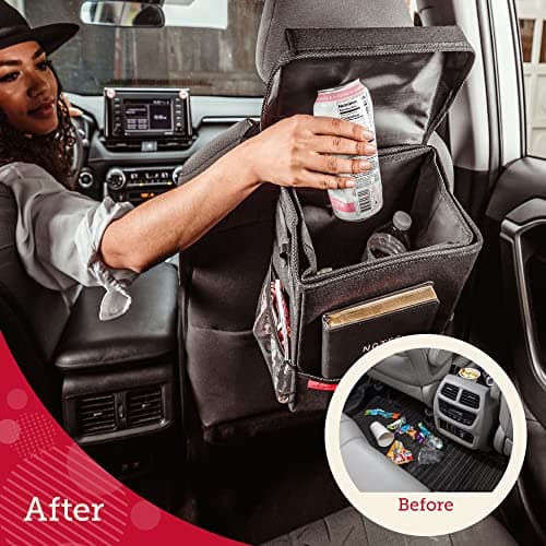 Lusso Gear Spill-Proof Car Bin, Car Trash Can for Rubbish - Removable Liner & Storage Pockets - Keep Car, Auto, Motor Tidy, Organised & Odor Free - Large 9L Capacity Garbage Bin (Black) — view 5
