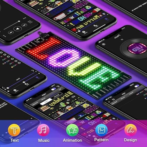 Programmable Car LED Flexible Display Sign – USB & App Controlled RGB Scrolling Text, Animations & Patterns – Bendable Thin Panel for Car Window, (black, 7.0 × 17.3 cm) — view 4