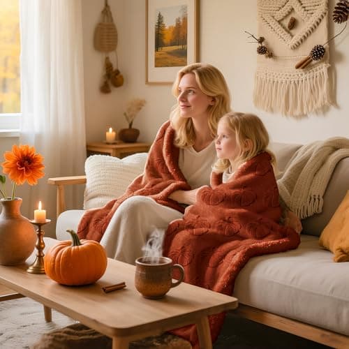 Lanpn Fall Rustic Throw Blanket, 530GSM Sherpa Fleece Throws for Couch Sofa, Soft Fluffy 3D Pumpkin Fur Blankets, Autumn Plush Cozy Blanket Thanksgiving Home Bed Living Room Decor Gift, 130x150 — view 5