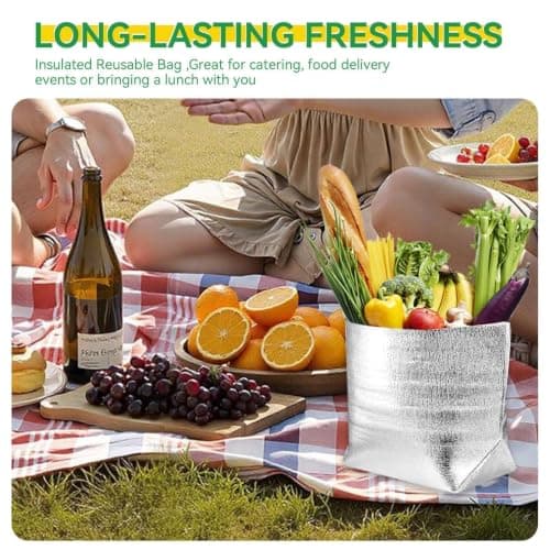 5PCS Aluminum Foil Insulated Bag,Thermal Cooler Bag Food Storage Insulated Sandwich Bags Reusable Sealed Leakproof Freezer Vacuum Pouch with Zipper for Lunch Bento Camping Picnic, 3 Size (25 * 30cm) — view 4
