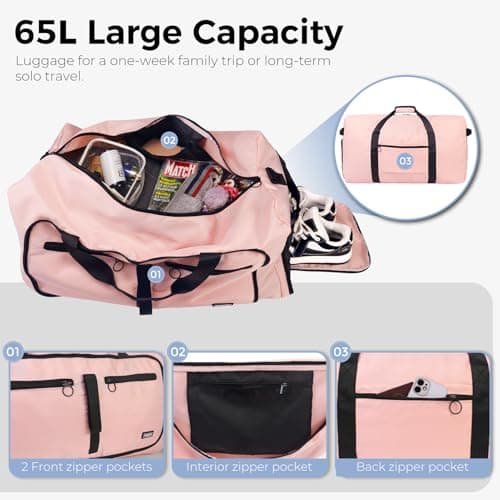 Fmeida 65L Foldable Travel Duffle Bag Waterproof Holdall Luggage Bags — view 4