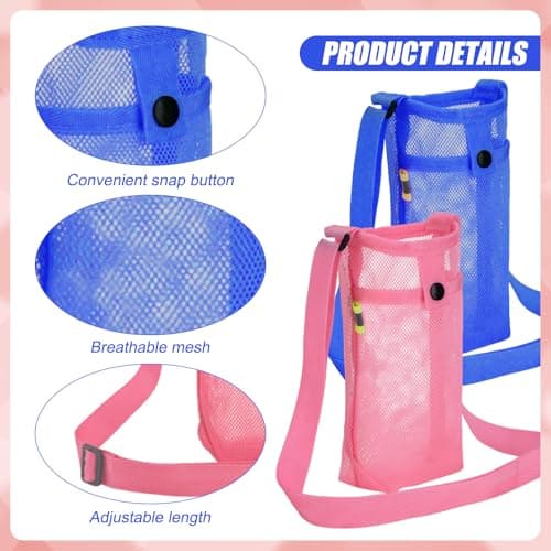 InteDesign 2 PCS Mesh Water Bottle Carrier with Shoulder Strap, Water Bottle Holder,Insulated Cup Holder Bag with Adjustable Strap Sling Sports Bottles Bag for Hiking, Walking, Camping, Travel — view 3