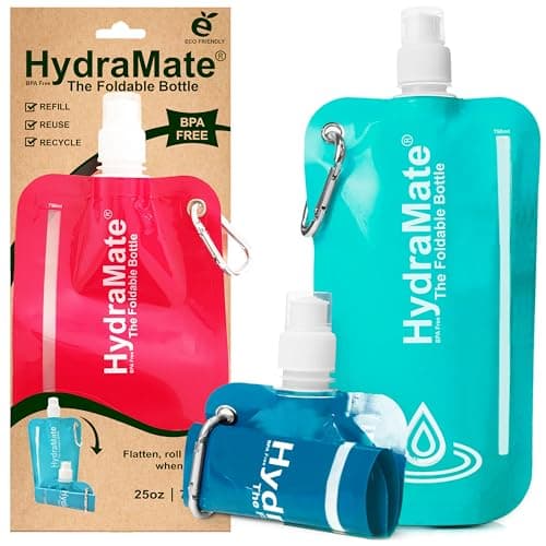 HydraMate Collapsible Water Bottle - Foldable Water Bottle - 750ml (3 Pack)