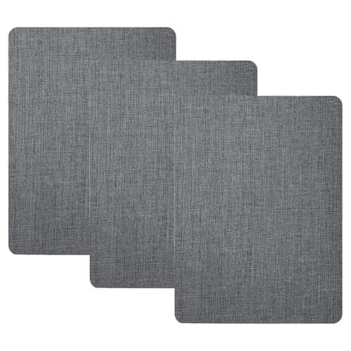 3 PCS Self-Adhesive Linen Fabric Patches,Large Repair Patches for Sofas, Chairs, Shoe and Clothes, Heavy-Duty Dark Grey Carpet Repair Kit,Easy to Cut & Reusable (20.3x27.9CM)