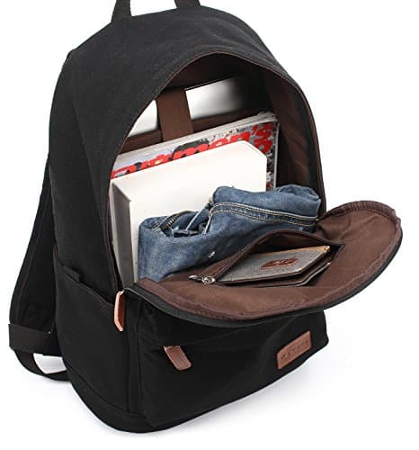 kayond Casual Style Lightweight Canvas Laptop Bag/Business Backpacks/School Backpack/Travel Backpack (Black) — view 5