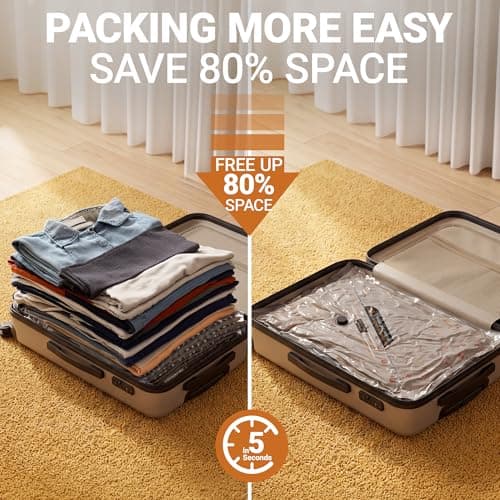 Vacuum Storage Bags for Travel with Wireless Electric Pump, Compression Vacuum Pack Bags for Clothes Reusable Space Saver Bag for Travel & Home, 10Pack, 4S/4M/2L — view 3