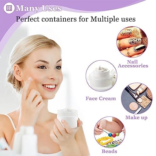 10 Pcs Cosmetic Sample Jars, 10/20/30/50/100ml Plastic Refillable Travel Pots for Toiletries Empty Cosmetic Container Pots with Mini Spatulas Spoon and Labels for Makeup Beauty Nails — view 4
