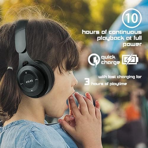 Bluetooth Wireless Headphones Over Ear,Kids Wireless Headphones,Over Ear Headphones Stereo Children Headset TF Card/Wired Foldable Earphones for Girls Boys Gift,Sound for Travel Work PC Cellphone — view 3