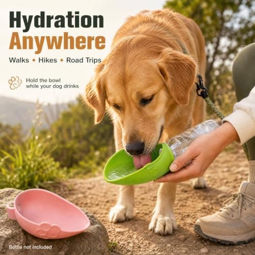 2pcs Portable Dog Water Bottle Pink & Green — view 3
