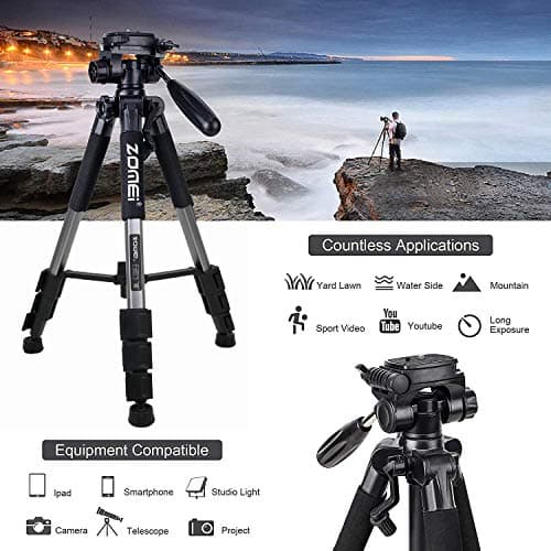 ZOMEI Q111 55-inch Smartphone Flexible Aluminum Travel Tripod(Silver) — view 2