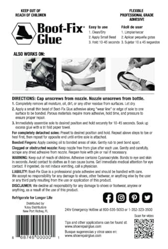Boot-Fix Glue – Professional Grade Shoe Repair for Boots & Shoes – Instant Bond, Clear Drying, & Durable – For Leather, Rubber, & All Footwear (20 Grams) — view 2