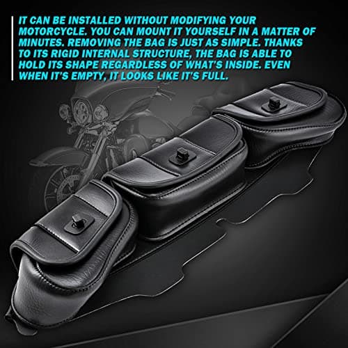 KATUR Motorcycle Windshield Bag Pouch PU Leather with Magnetic Closures for Harley Touring Street Glide Electra Glide Windshield Bags 1996-2013 — view 5