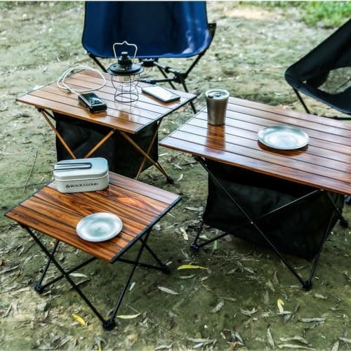 ROCK CLOUD Portable Camping Table Ultralight Aluminum Folding Beach Table Camp for Camping Hiking Backpacking Outdoor Picnic (Brown, Small) — view 2