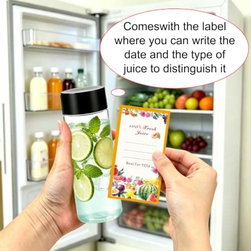 8 Pack 300ml Juice Bottles, Plastic Bottles with Lids, Leakproof Smoothie Bottles Empty Beverage Containers for Juice Milk Water Cold Brew Coffee Protein Shakes, Fridge Storage, Home, School, Office — view 3
