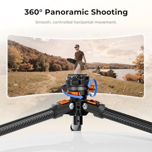 K&F CONCEPT 60"/153cm Carbon Fibre Tripod for Camera, 0.9kg Ultra-Lightweight Travel Tripod with ±18° Leveling 360° Panorama Head, Detachable Center Axis, Arca Type QR Plate, 10KG Load Capacity — view 4