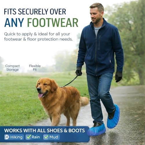 100 Pcs Reusable Waterproof Shoe Covers for Indoors & Outdoors – Non-Slip Heavy Duty Overshoes for Cleaning, Rain, Labs, Hospitals & Carpet Protection – Washable CPE/PP Boot Covers — view 4