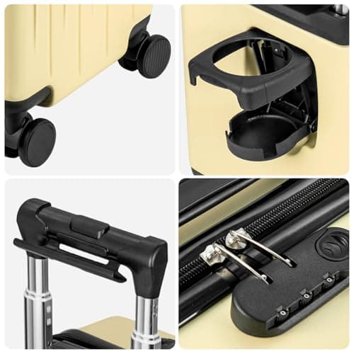 SUNNYNEST 14 Inch Cabin Suitcase Built in Lock with 360°Rubber Yellow — view 4